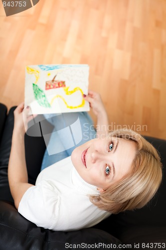 Image of Mother with son's painting