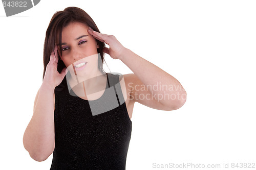 Image of beautiful woman with headache