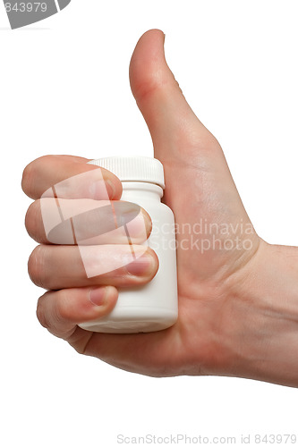 Image of bottle with pills in hand