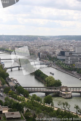 Image of View from the Eiffel Tower over the Seine, Paris, France