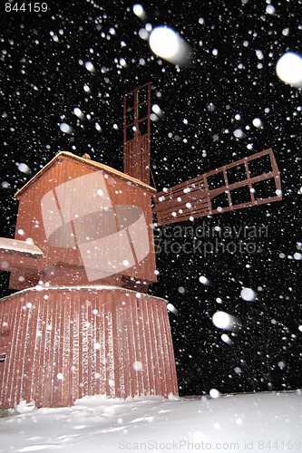 Image of Snowy Night Windmill