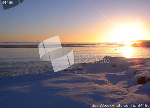 Image of Winter sea sunset