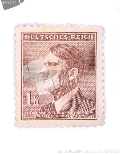 Image of old postage stamp with adolf hitler 