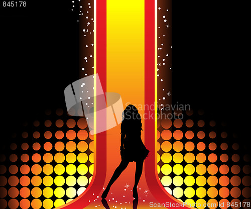 Image of Sexy fashion girl in beautiful and colorful catwalk.