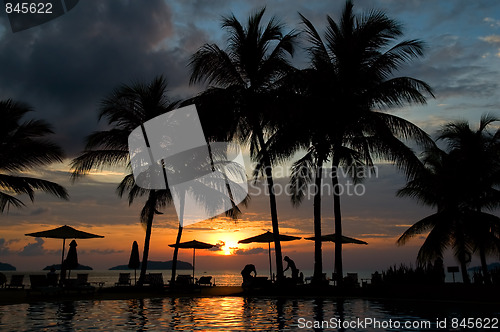 Image of Evening in tropical hotel