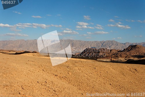 Image of Rocky desert landscape at sunset