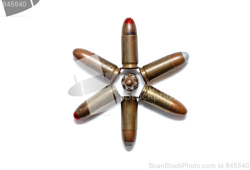 Image of Six-pointed star made of 9mm cartridges 