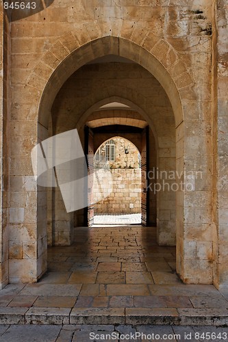 Image of Ancient stone arch in Jerusalem Old City