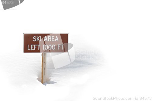 Image of ski area sign in snow