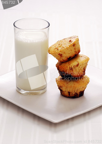 Image of fresh muffins with milk