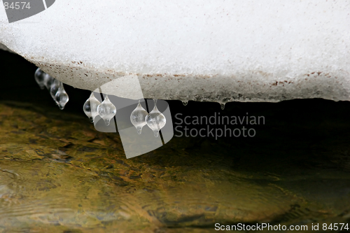 Image of ice drops over stream