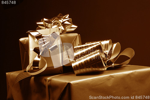 Image of Three gift boxes on dark background