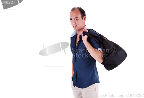 Image of man carrying a travel bag