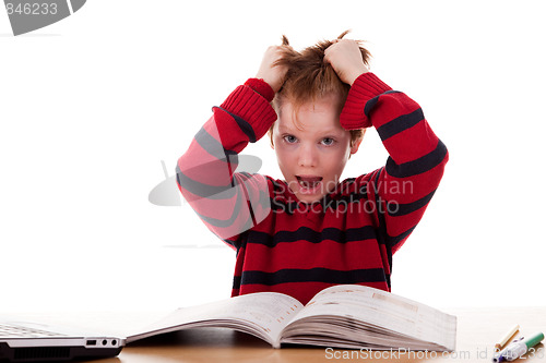 Image of Schoolboy screaming and tearing his hair