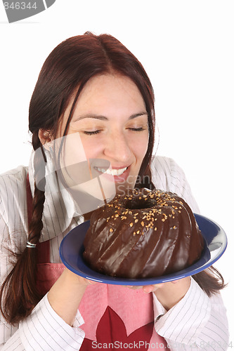 Image of housewife smelling bundt cake