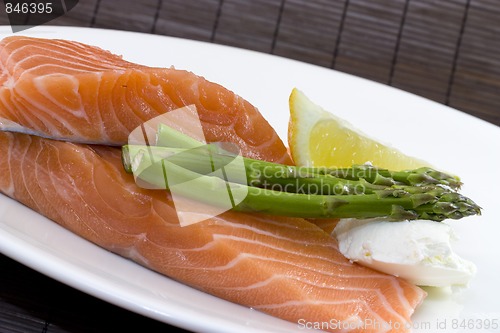 Image of fresh salmon and asparagus