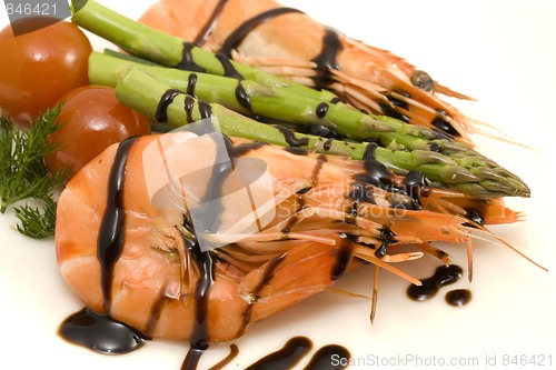 Image of shrimps and asparagus