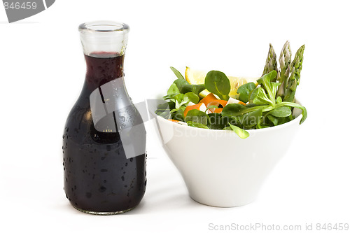 Image of salad and wine