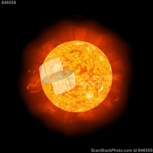Image of bright hot sun on black