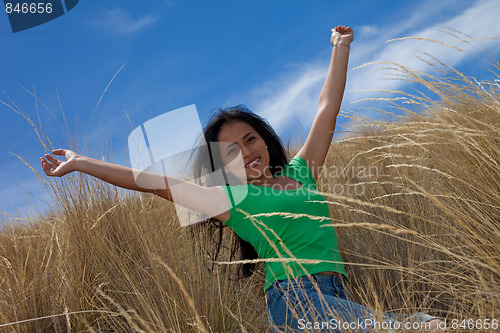 Image of Latin Woman in Cornfield