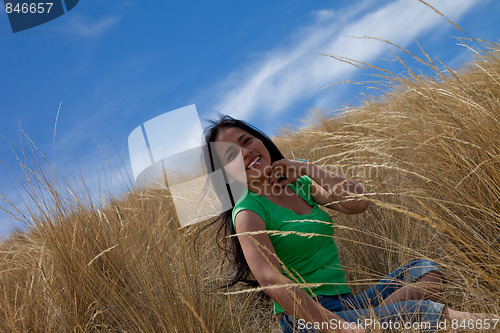 Image of Latin Woman in Cornfield