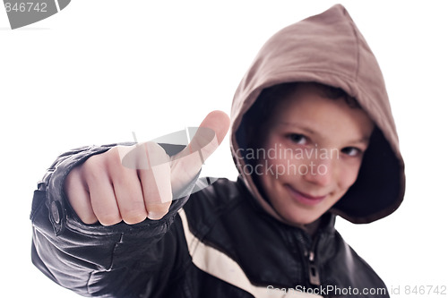 Image of young man, with sign of  ok