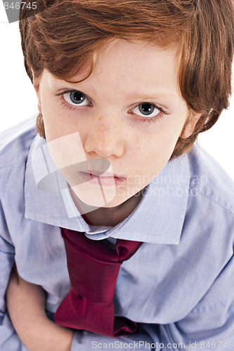 Image of little businessman sad