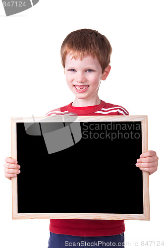 Image of Kid Holding a black Board