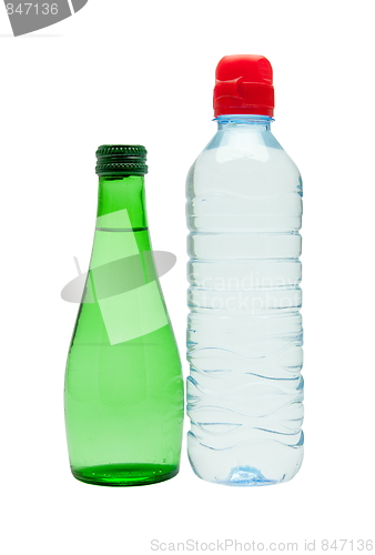 Image of Bottles of water isolated on the white