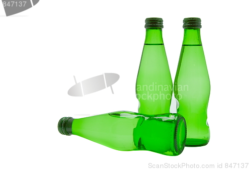 Image of Bottles of water isolated on the white