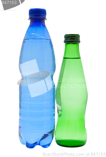 Image of Bottles of water isolated on the white