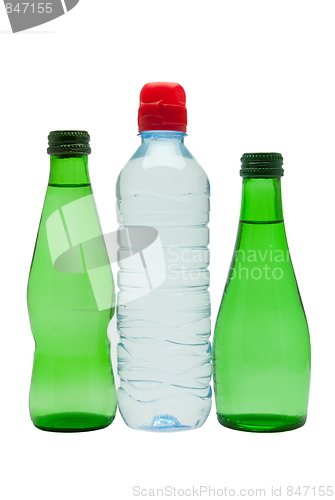 Image of Bottles of water isolated on the white