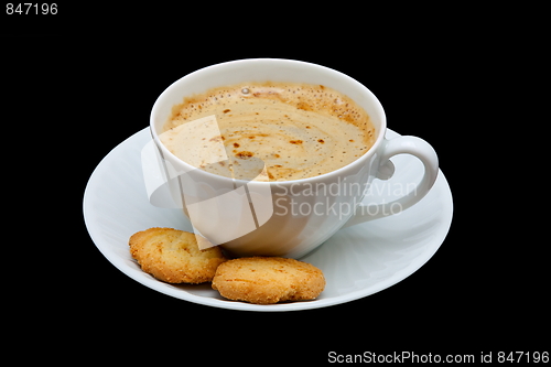 Image of cup of coffee isolated on the black