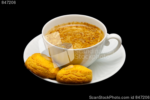 Image of cup of coffee isolated on the black