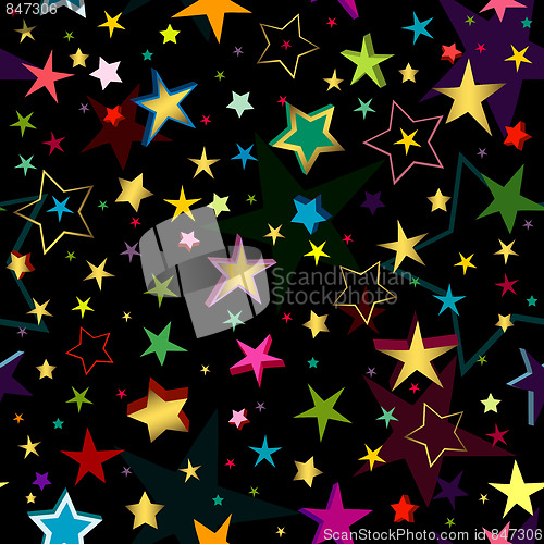Image of Black seamless pattern with stars