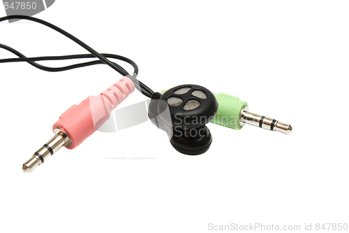 Image of Microphone and headset plugs on white background