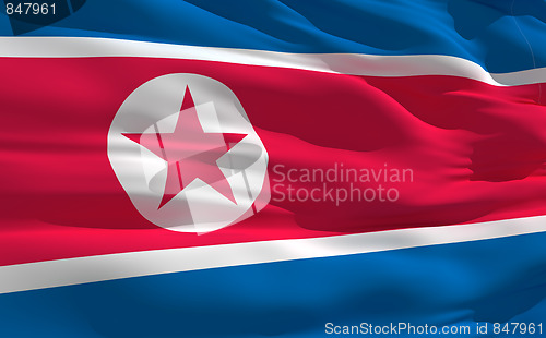 Image of Waving flag of North Korea