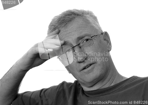 Image of Senior man thinking, isolated