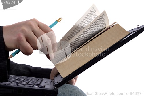 Image of Businessman reading an e-book