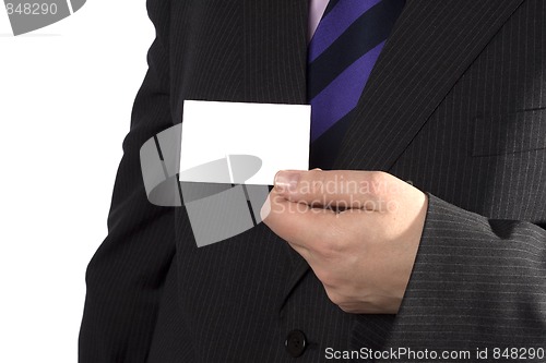 Image of A businessman with a blank card