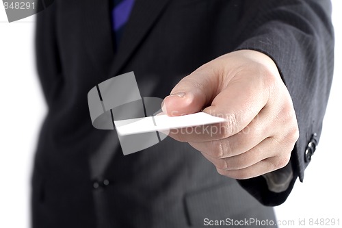 Image of A businessman with a blank card