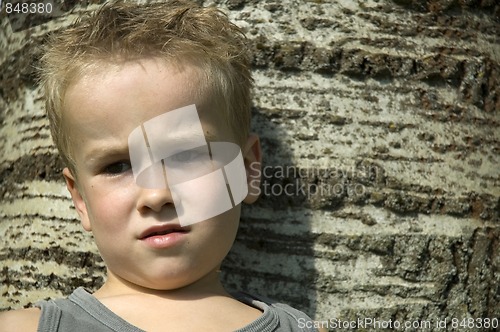 Image of Boy against a tree