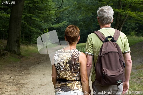 Image of Senior couple hiking -1