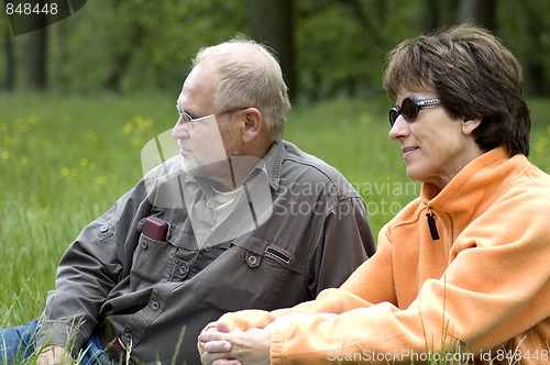 Image of Senior couple in a green grassfield
