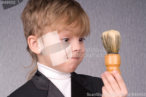 Image of Boy and shaving brush