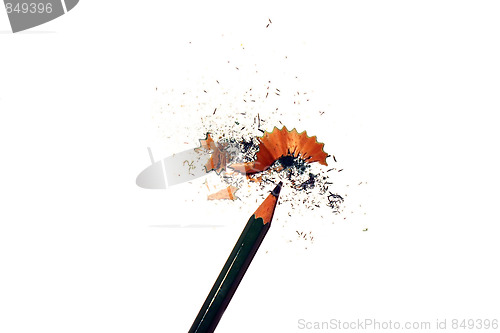 Image of Green pencil with shavings