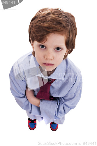 Image of little businessman with a serious look