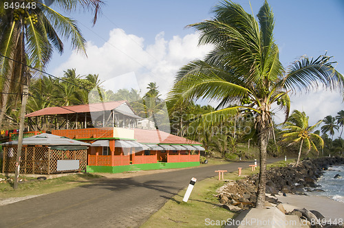 Image of colorful restaurant by the caribbean sea corn island nicaragua