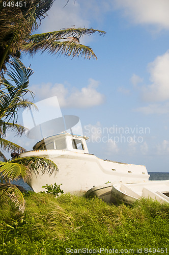 Image of old fishing boats on land corn island nicaragua