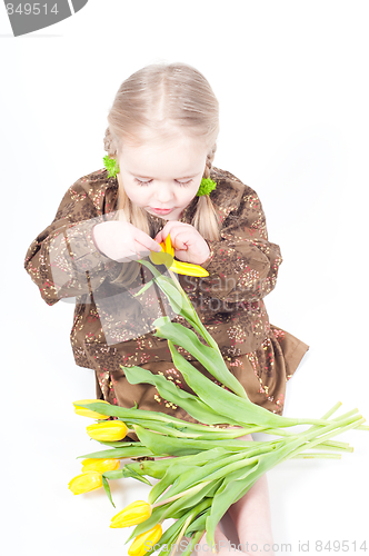 Image of Little girl with flowers